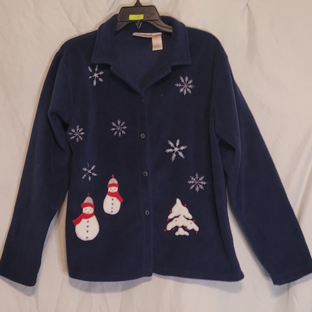 Navy Christmas button up fleece